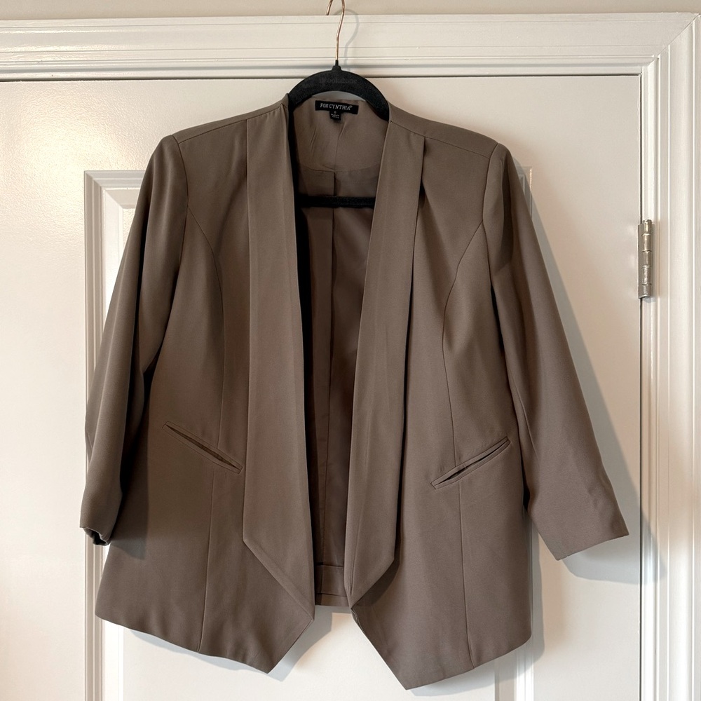 For Cynthia taupe collarless blazer - size small